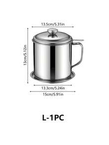 1pc Stainless Steel Oil Filter Containers, Oil Storage Bottle, Oil Storage Cup With Lid, With Strainer For Kitchen,Deep Fryer Oil Storage, Stainless Steel Oil Container, Multifunctional Oil Filter Pot For Kitchen, Christmas - primary color - View 6
