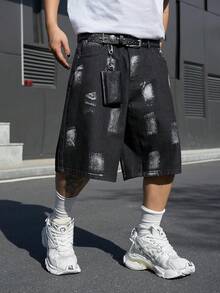 Manfinity EMRG Men's Casual Versatile Everyday Pocketed Denim Capri Pants - Black - View 4