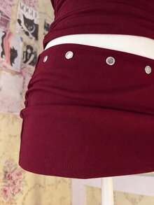 INAWLY Bộ đồ hai mảnh gồm áo hai dây và chân váy ngắn dành cho nữ, gợi cảm cho những buổi hẹn hò. - Màu Đỏ Sâu - Xem 5