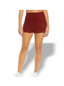 Alo Yoga Shorts RIBBED TAKE COMFORT Sweat Absorption Breathable Lightweight Good Elasticity Easy To Wash Daily Sports Women Deep Red W6234R - CRANBERRY - 深紅色 - 查看 1