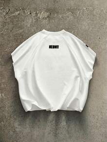 NEON BLANC Áo thun nam phong cách đường phố màu trắng, in chữ, cổ tròn, thích hợp cho mùa hè. - trắng - Xem 2