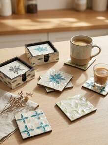 Cirelle Handcrafted Seashell Coaster Set - Southeast Asian Style Heat-Insulating Mat For Cups & Bowls, Boho Table Decor & Unique Gift - Multicolor - View 1