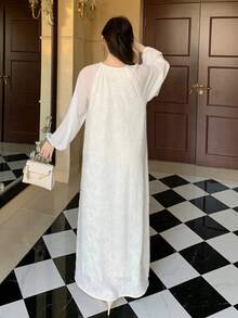 DAZY Women's V-Neck Casual Minimalist Mid-Length Party Dress - Apricot - View 7