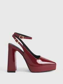 CUCCOO LuxiPop Giày cao gót 12cm, màu đỏ tía, đế dày, chống thấm nước, thiết kế tối giản thời trang, gợi cảm cho các buổi hẹn hò, tiệc tùng, phù hợp cho mùa xuân, hè, kỳ nghỉ, phong cách thập niên 2000. - Màu Đỏ Sâu - Xem 1