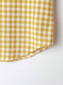 Rusticease 女士格子圆领上衣和抽绳阔腿裤休闲两件套 - 黃色 - 查看 5