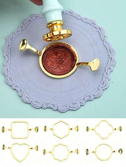 1个蜡封模具，心形、圆形、方形等形状。印章模具，适用于1英寸蜡封，蜡珠印章套装，可用于礼品、婚礼请柬装饰、返校季、开学季、学习用品等。