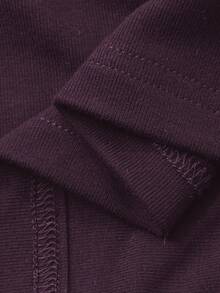 Dazy Plus Áo thun crop top ôm sát cơ thể, màu trơn, co giãn, cổ chữ V, tay lỡ 3/4, gợi cảm, thích hợp cho mùa xuân/hè. - Màu tím  Violet - Xem 3