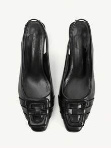 CUCCOO CHICEST Women's Halter Kitten High Heels Low Dress Shoes Splay Heels High Heels Pointed Closed Toes Comfortable Party Office Sandals - Black - View 2