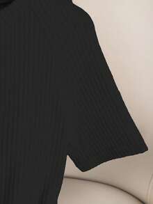 Franclia 优雅女士连体衣，休闲连身裤，圆领连体衣，日常连体衣，短袖连体衣 - 黑色 - 查看 5