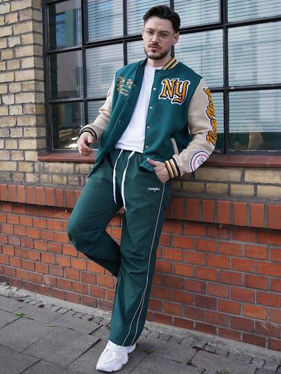 LEOGASHI LEOGASHI Men's Casual Long Sleeve Rave Baseball Jacket, Minimalist Fashion For Everyday Wear, For Fall