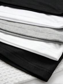SHEIN 5pcs/Set Young BoyComfortable Casual Solid Color Round Neck Vest Underwear Set, Suitable For All Seasons - Multicolor - View 4