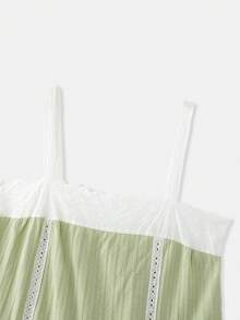 lacRébo Loose Mint Green Pointelle Pajama Set With Embroidered Trim Top And Pants Homewear Set Green Sleepwear Set Cute Pyjama Set - Green - View 7