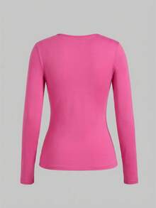 TaskEZ Top de uniforme de manga larga ajustada de unicolor - Multicolor - Ver 8