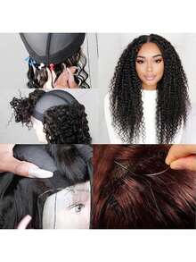 Sợi chỉ dệt màu đen 100% polyester dùng để làm tóc giả, may tóc nối, 1 cuộn (1 cái, màu đen) Có 4 độ dài khác nhau - màu đen - Xem 3