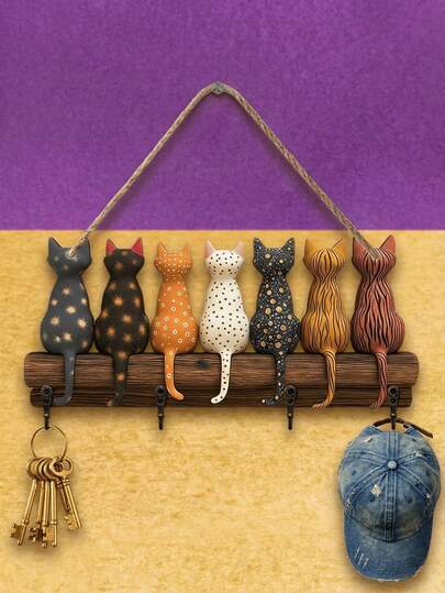 Joivida 1 Pc New Cute Cartoon Cat Hooks With , Perfect For Creative Decoration In Bedrooms And Living Rooms. Ideal Gifts For These Sticky Cat Hooks Are Suitable For Coats, Towels, Scarves, Robes, Bags, And Key