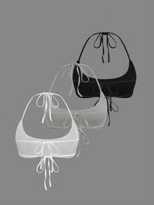 Sweetra Áo tắm nữ kiểu dáng thể thao giản dị, gợi cảm, tối giản, dây mảnh, buộc dây. - Xám - Xem 2