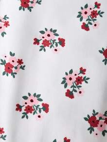 Souflis Souflis 4pcs/Set Girls' Ditsy Floral Sweet & Cute Versatile Apricot & Muted Tone Ribbed Knit Rib Leggings, Spring/Summer - Multicolor - View 8