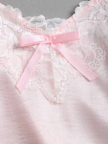 Sunnyshic Lace Satin Slip Dress For Women Date Night Night Out Pink Summer Cute - Baby Pink - View 5