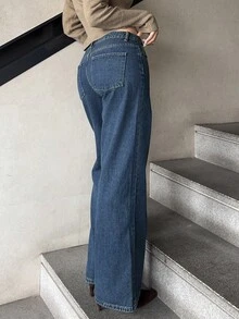 Marta Soriano Women's Solid Color Casual Warm Denim Jeans - Blue - View 6