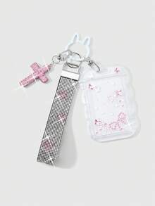 ROMWE Kawaii 1 Dây đeo cổ tay bằng nylon hình thánh giá đính đá lấp lánh, phong cách sinh viên Hàn Quốc, dễ thương và sáng tạo, đính đầy kim cương và ngôi sao, kiểu dáng ngôi sao, 'Tự làm trang sức kim cương', tặng kèm 1 miếng dán nơ hình bướm hoạt hình đính đá, 1 bao đựng thẻ ren trong suốt bằng acrylic, bao đựng thẻ dọc, bao đựng thẻ sinh viên, bao đựng thẻ du lịch, bao đựng thẻ tín dụng, bao đựng thẻ ngôi sao, móc khóa hình thỏ sơn màu, phụ kiện túi xách, mặt dây chuyền, thích hợp cho nhân viên văn phòng, sinh viên, người thích tiệc tùng, mặc hàng ngày, quà tặng ngày lễ. - Màu hồng - 122 - Xem 6