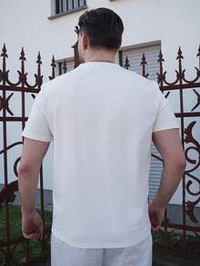 LEOGASHI LEOGASHI 男士字母印花T恤，适合夏季 - 白色 - 查看 2