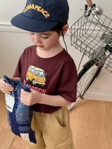 Dazy Kids 男童夏季休闲日常通勤度假风汽车字母印花短袖T恤 - 紫色 - 查看 7