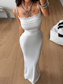 Coolane Women's Spring And Summer For Festival Daily Wear Going Out Date Night Stretchy Long Dress - White - View 1