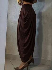 Firerie Quần nữ thanh lịch, thoải mái, thích hợp mặc hàng ngày, màu mơ trơn, dáng rộng, xếp ly, chất liệu dệt kim, mẫu mới xuân/hè, phù hợp cho kỳ nghỉ, đi biển, du lịch, đồng phục giáo viên, công sở, thiết kế thời trang. - Cà phê nâu - Xem 3