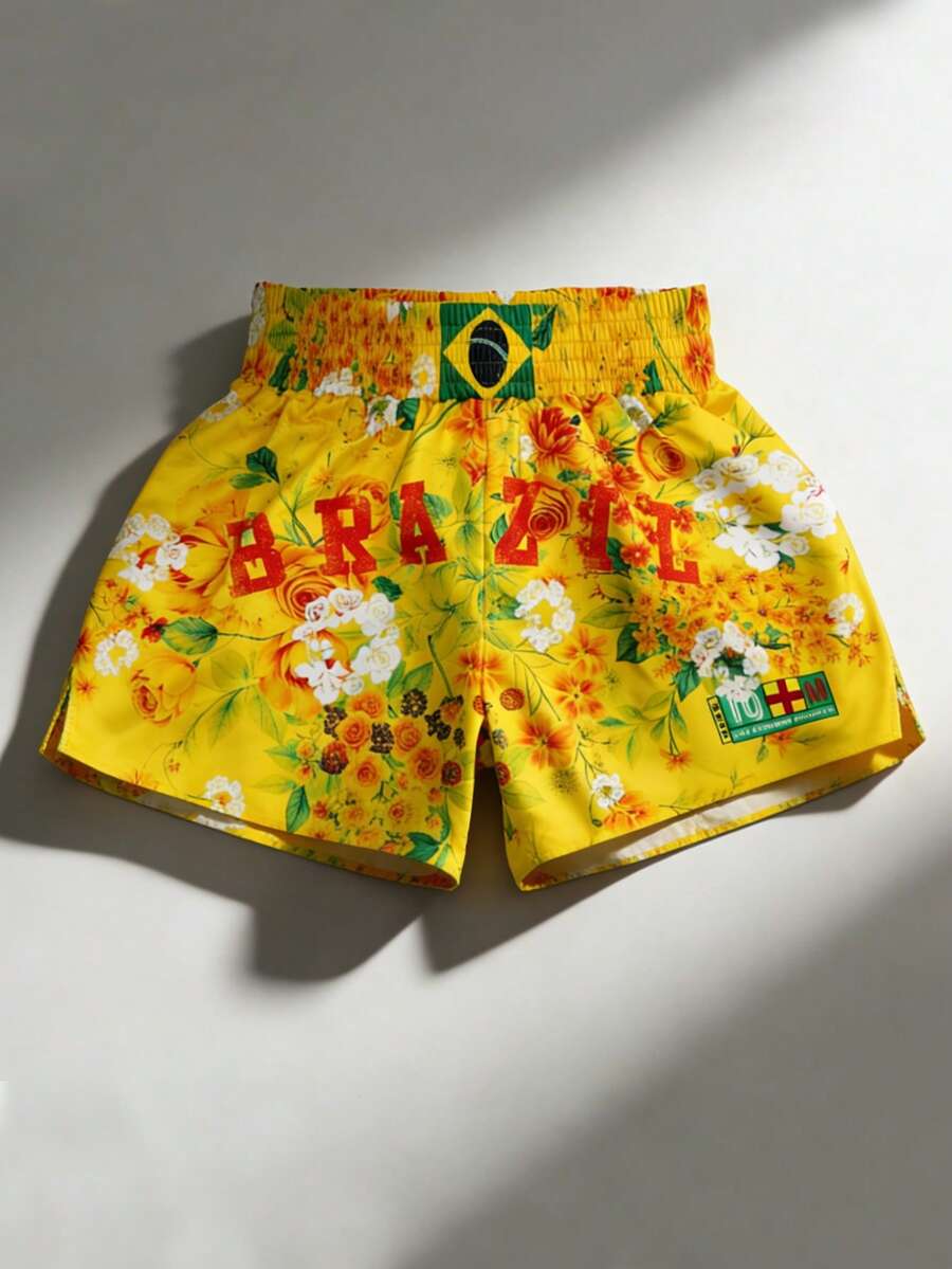 ROMWE MEN Street Life 2026 Spring/Summer New Casual Fashionable Y2K Style Printed Shorts, Unisex Couple Matching Pants - Multicolor - View 1
