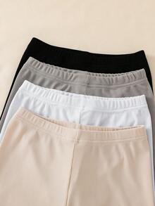 4件套女童纯色打底裤，舒适修身短款设计，适合春、夏、秋季穿着。 - 彩色 - 查看 5