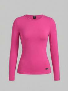 TaskEZ Top de uniforme de manga larga ajustada de unicolor - Multicolor - Ver 7