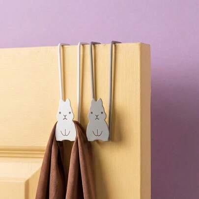 Joivida 3Pcs/6Pcs Stainless Steel Hooks Rabbit Cabinet Door Hooks Iron Cabinet Door Storage Racks Punch-Free Garbage Bag Holders Kitchen Supplies Storage Hanging Racks Ideal For Easter Bedroom Living Room Restaurant Use
