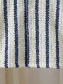 SHEIN 男童条纹针织衫短裤两件套 - 藍白色 - 查看 5