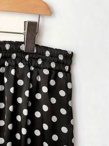 Franclia 大码缎面抽绳系腰直筒裤 - 黑色 - 查看 5