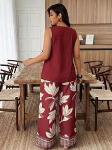 Weeklong Bộ đồ 2 mảnh in hoa, trang trí cúc, dành cho nữ cỡ lớn, thích hợp cho kỳ nghỉ hè, mùa xuân/hè. - Nhiều màu - Xem 2