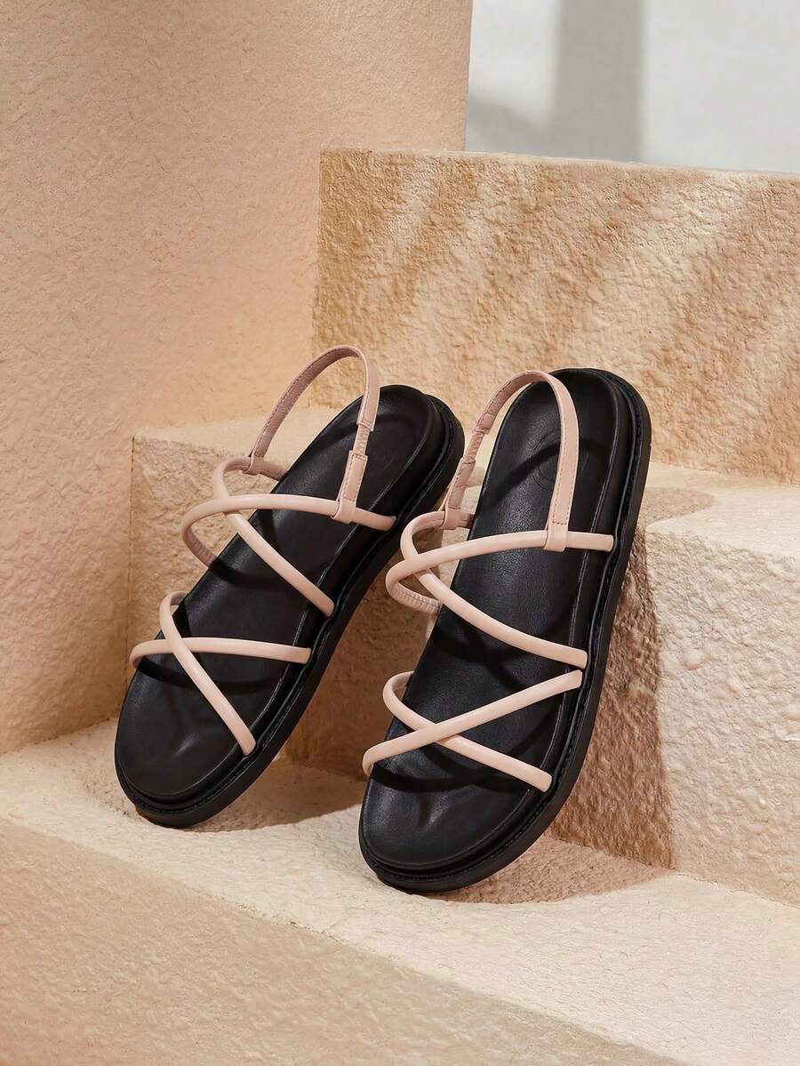 HighSole Của phụ nữ Đúng mốt Dép phẳng - Màu be - Xem 1
