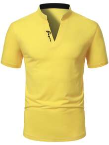 Manfinity Homme 男士夏季休闲翻领 Polo 衫 - 黃色 - 查看 4