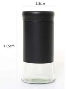 Mini Cute Stainless Steel Pepper & Salt Shaker, Rotating Cover Seasoning Bottle, Small Portable Powder Dispenser For Kitchen Cooking & BBQ - Black - View 8