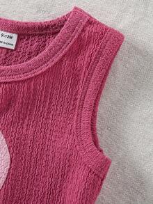 SHEIN 2pcs Baby Girls' Fashion Color Block Vest And Solid Minimalist Shorts Set, Casual Summer Outfit - Pink - View 6