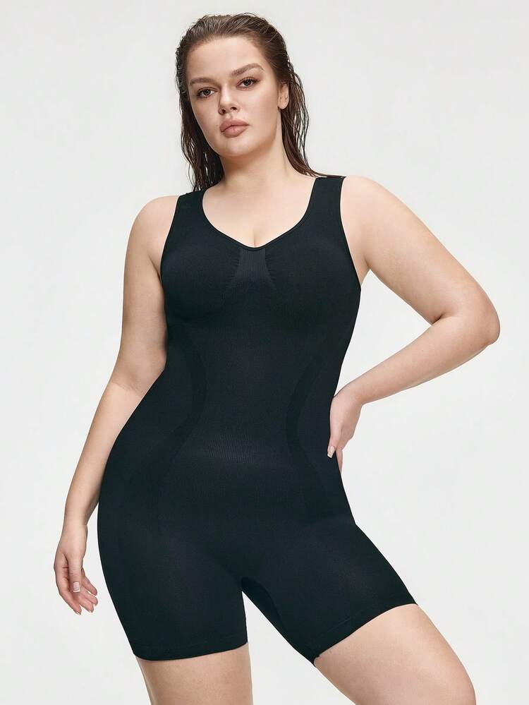SHAPORA Bộ áo liền quần ôm sát nâng eo, không đường may dành cho nữ, chất liệu co giãn cao, đồ lót định hình cơ thể, có thể mặc ngoài khi ở nhà và đi làm. - màu đen - Xem 3