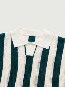Courvante Camiseta polo de manga corta con media cremallera para hombre, cómoda y casual, con estilo retro, de rayas, cuello de solapa, verde, para golf, tenis, verano, regalo del Día del Padre, con puños acanalados, moda deportiva, para novio, atuendos para hombre - Verde - Ver 5