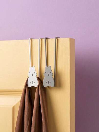 Joivida 3个/6个装不锈钢挂钩，兔子造型橱柜门挂钩，铁艺橱柜门收纳架，免打孔垃圾袋架，厨房用品收纳挂架，复活节卧室客厅餐厅适用