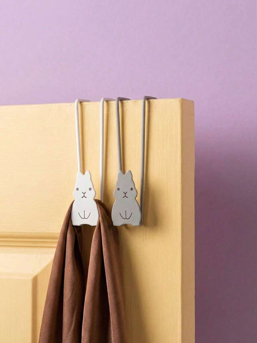 Joivida 3Pcs/6Pcs Stainless Steel Hooks Rabbit Cabinet Door Hooks Iron Cabinet Door Storage Racks Punch-Free Garbage Bag Holders Kitchen Supplies Storage Hanging Racks Ideal For Easter Bedroom Living Room Restaurant Use - multicolor - View 1