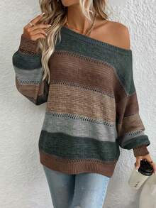 EMERY ROSE Áo len nữ trễ vai kiểu dáng thường ngày, thích hợp cho mùa thu/đông, áo len nữ mùa xuân, kiểu dáng thường ngày. - Nhiều màu - Xem 3