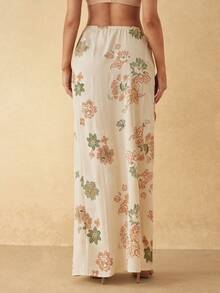 Silquee 女士新款提花编织性感系带半身裙罩衫，春夏款 - 杏色 - 查看 2