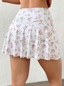 Sovereign Charm Women's Tennis Skort Floral Print Built-In Shorts With Pockets High Stretch Skin-Friendly For Tennis Workout Daily Summer - Multicolor - View 2