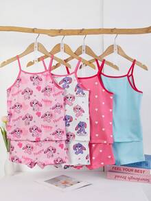 SHEIN Girls' Minimalist Solid Color Series Wireless Camisole & Comfortable Boyshort Panty 4-Piece Underwear Set - Multicolor - View 2