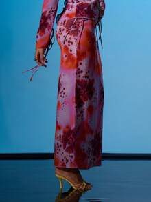 MUSERA 系带侧腰直筒修身长裙套装（仅含下装）夏季性感外出海滩度假伊比沙岛俱乐部热带风情 - 彩色 - 查看 3