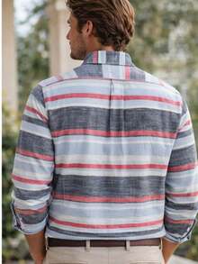 CAMISA MANGA LARGA POPLIN DE RAYAS - Negro - Ver 7