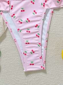 Swim Mod Bộ bikini nữ mùa hè 2026 mới, kiểu cổ yếm họa tiết hoa anh đào xếp nếp, gợi cảm cho kỳ nghỉ biển. - Hồng - Xem 3